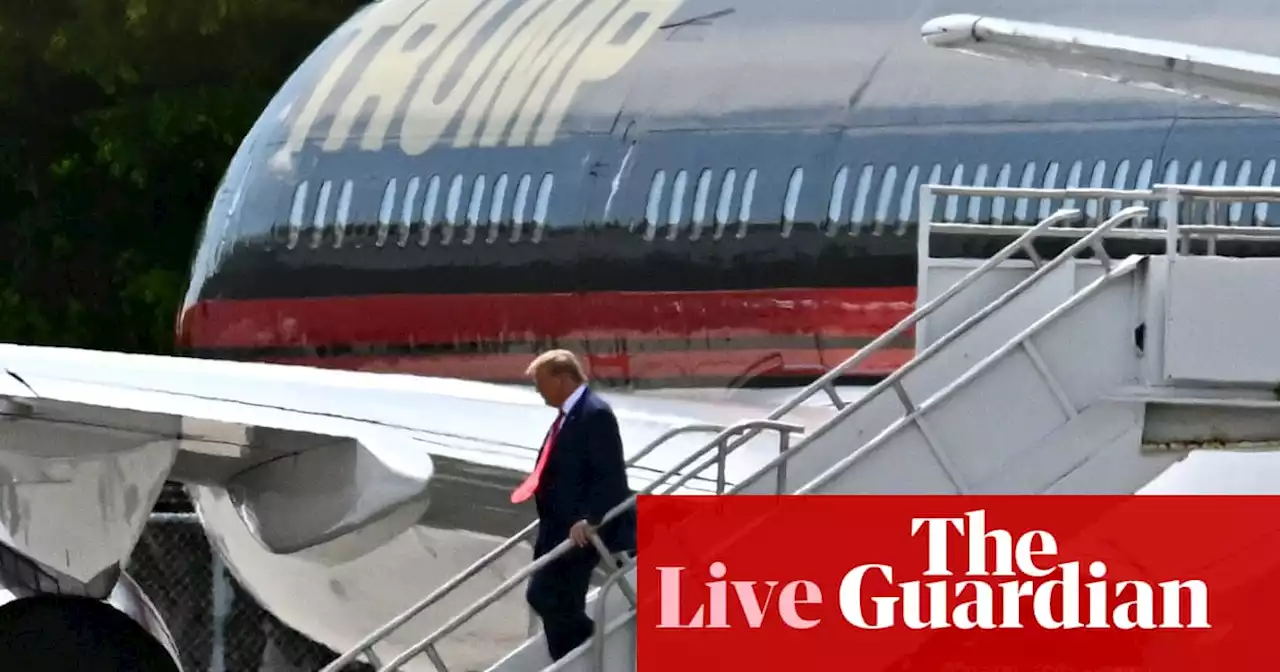 Donald Trump arrives in Florida on eve of arraignment; Miami police say they can handle crowds of up to 50,000 – as it happened