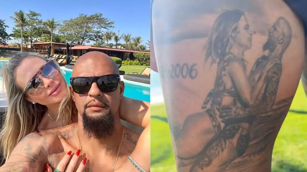 No Dia dos Namorados, Felipe Melo exibe tatuagem gigante em homenagem à mulher