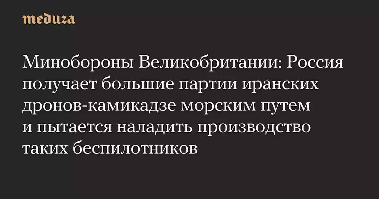 Минобороны Великобритании: Россия получает большие партии иранских дронов-камикадзе морским путем и пытается наладить производство таких беспилотников — Meduza