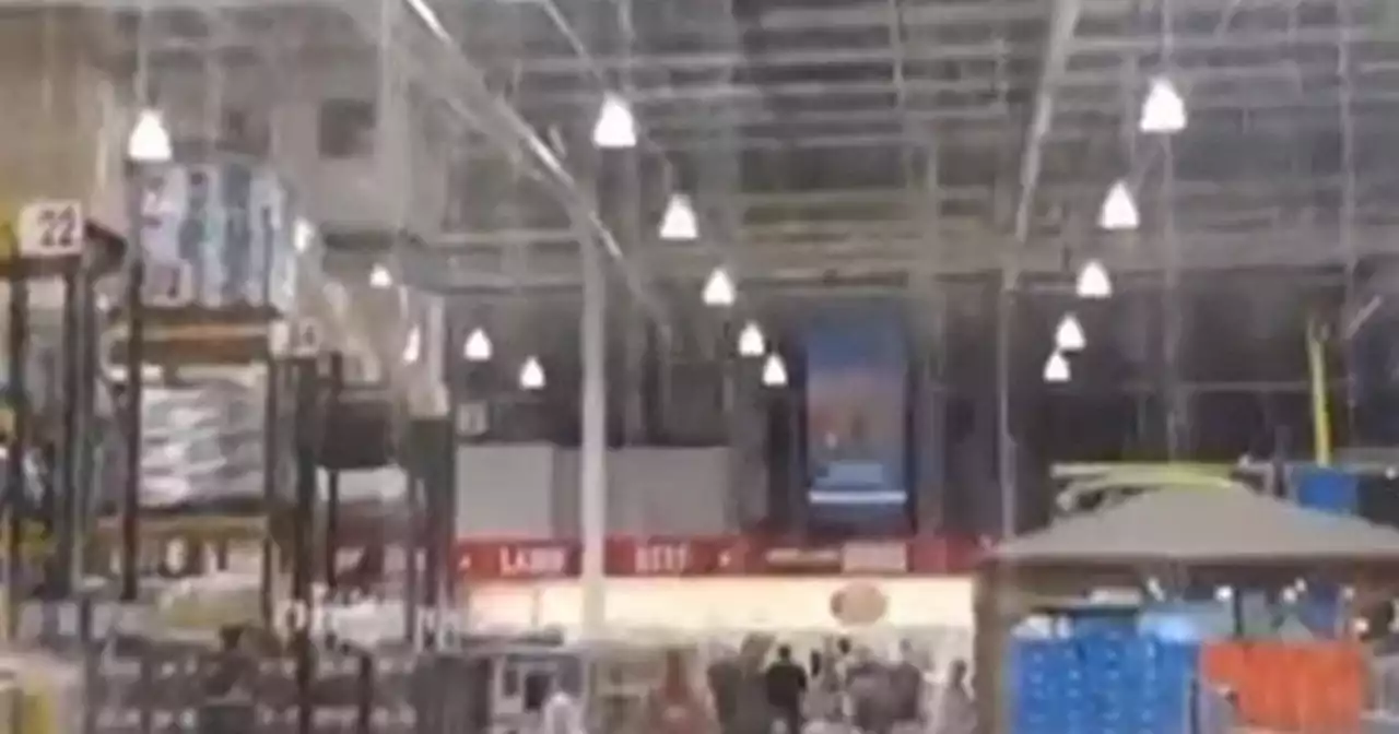 Moment water pours through ceiling of Costco in Trafford as thunderstorm hits