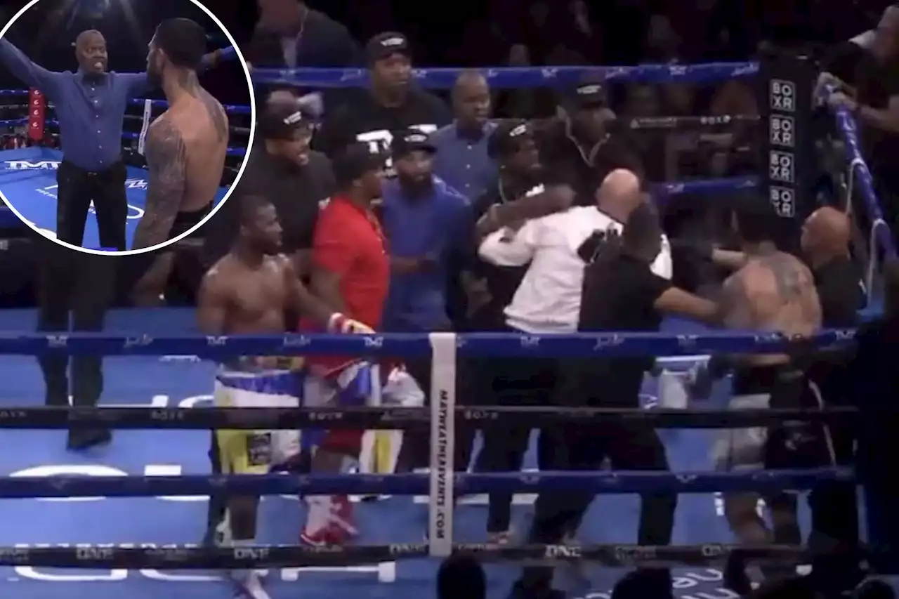 Floyd Mayweather’s exhibition fight with John Gotti III ends in massive brawl