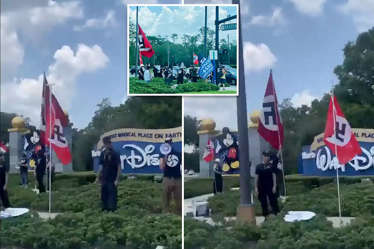 Nazi flag wavers outside Disney World identified as hate group ‘Order of the Black Sun’