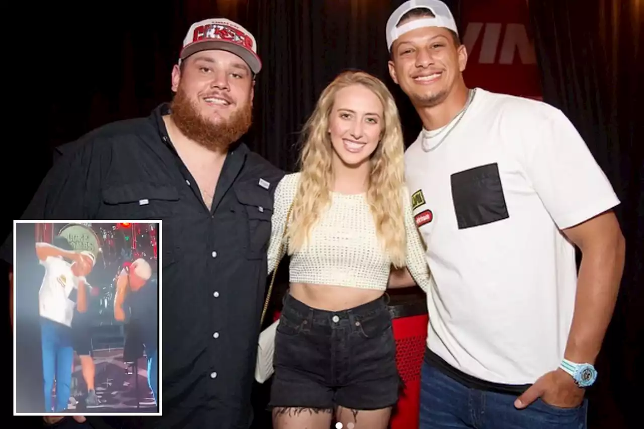 Patrick Mahomes shotgunned beer on stage with Luke Combs