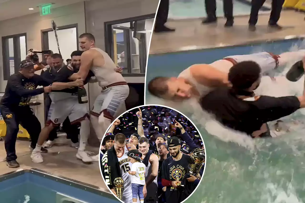 Video shows Denver Nuggets’ Nikola Jokic throwing Jamal Murray in pool after winning NBA title