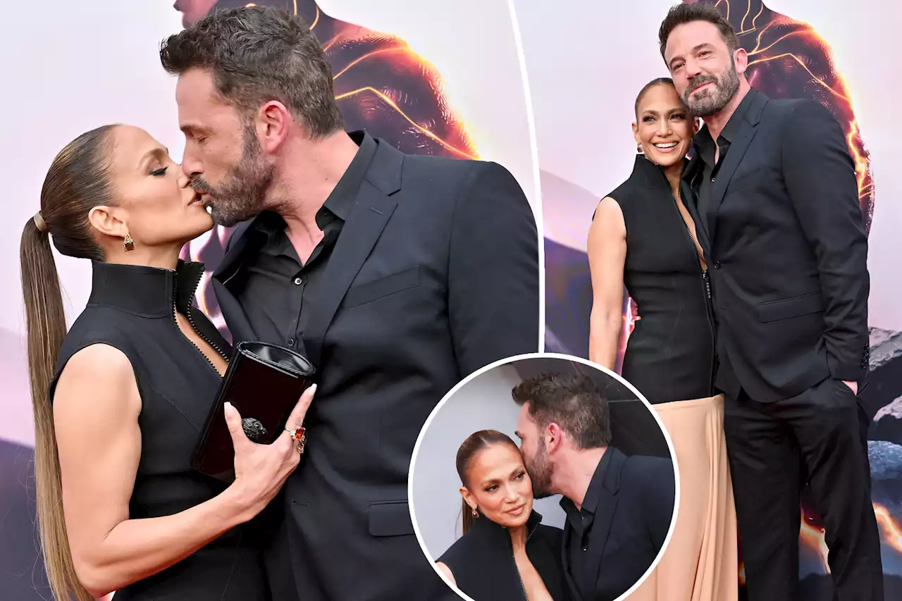 Jennifer Lopez and Ben Affleck share sweet smooch on ‘The Flash’ red carpet