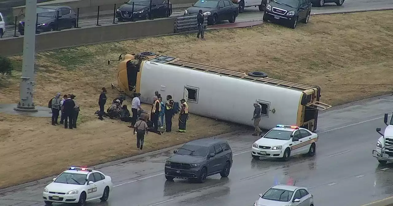 School bus flips over on side on Dan Ryan Expressway; 5 rushed to hospital