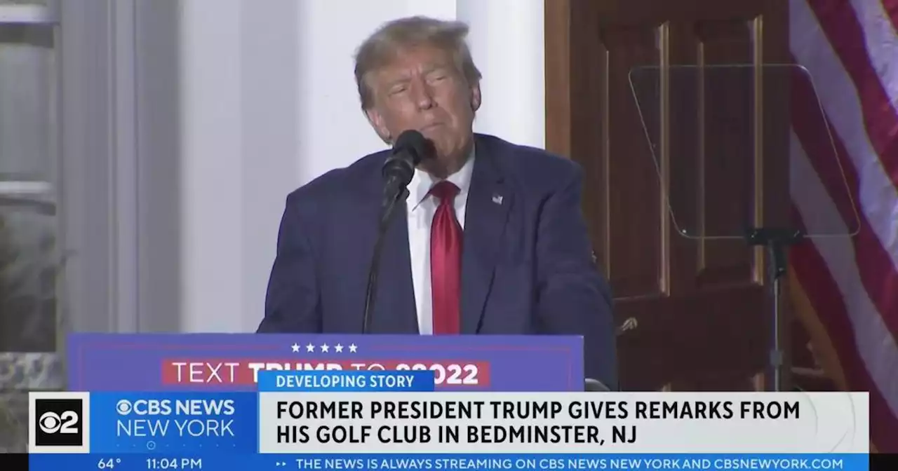 Donald Trump gives remarks to supporters at his New Jersey golf club