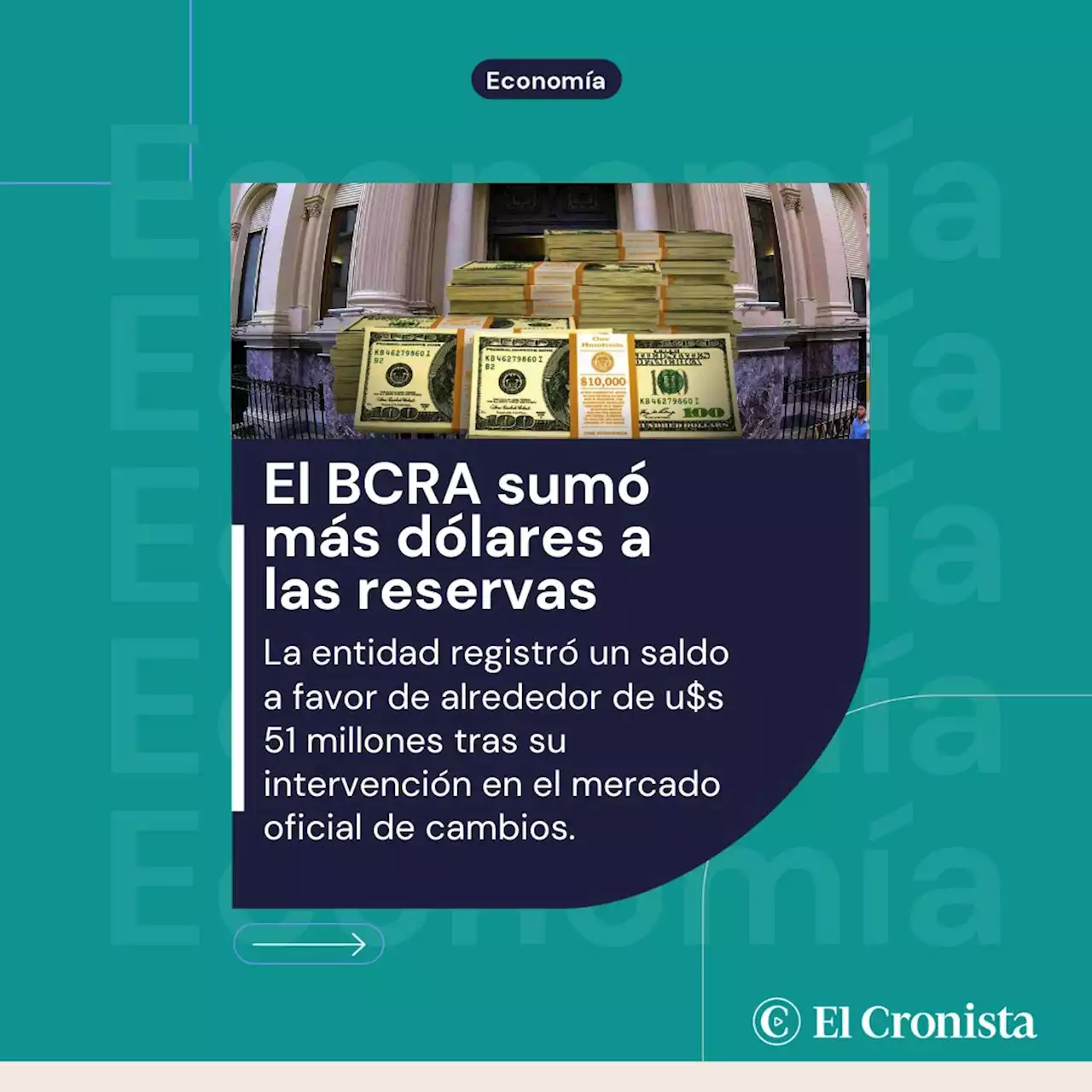 El BCRA sum� m�s d�lares a las reservas, pero acumula un saldo negativo de u$s 60 millones en junio