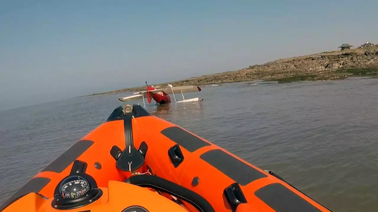 Pilot crashes small plane off coast of Wales, survives