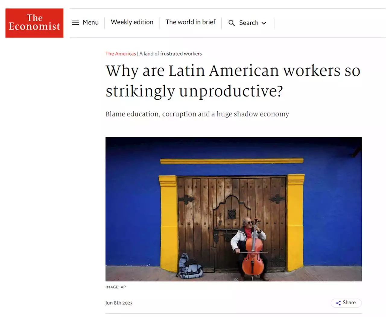 Revista 'The Economist' é criticada após chamar trabalhadores da América Latina de 'inúteis'