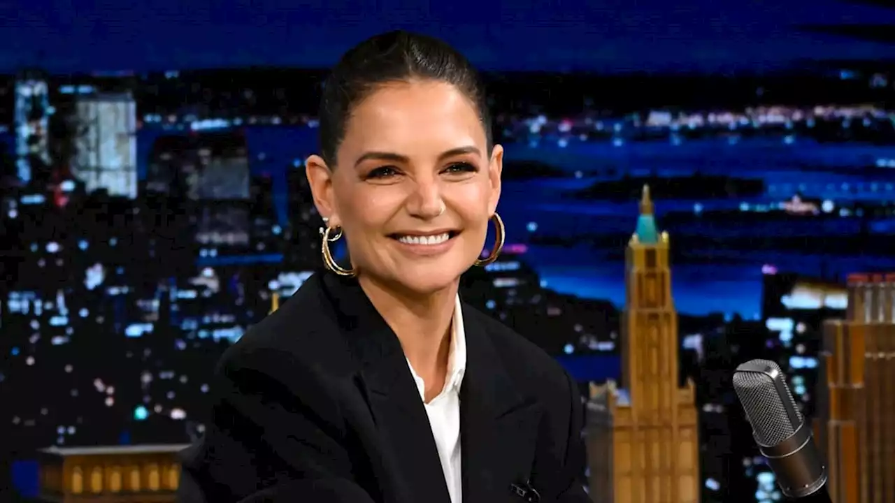 Katie Holmes debuts wild natural hair transformation in black leather outfit