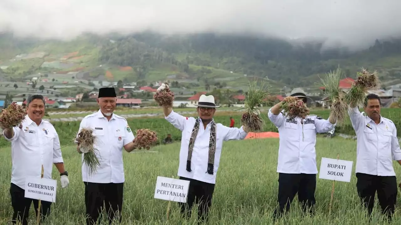 Hadiri Panen Raya Bawang Merah di Solok, Mentan SYL: Dorong Konsep Integrated Farming Antisipasi El Nino