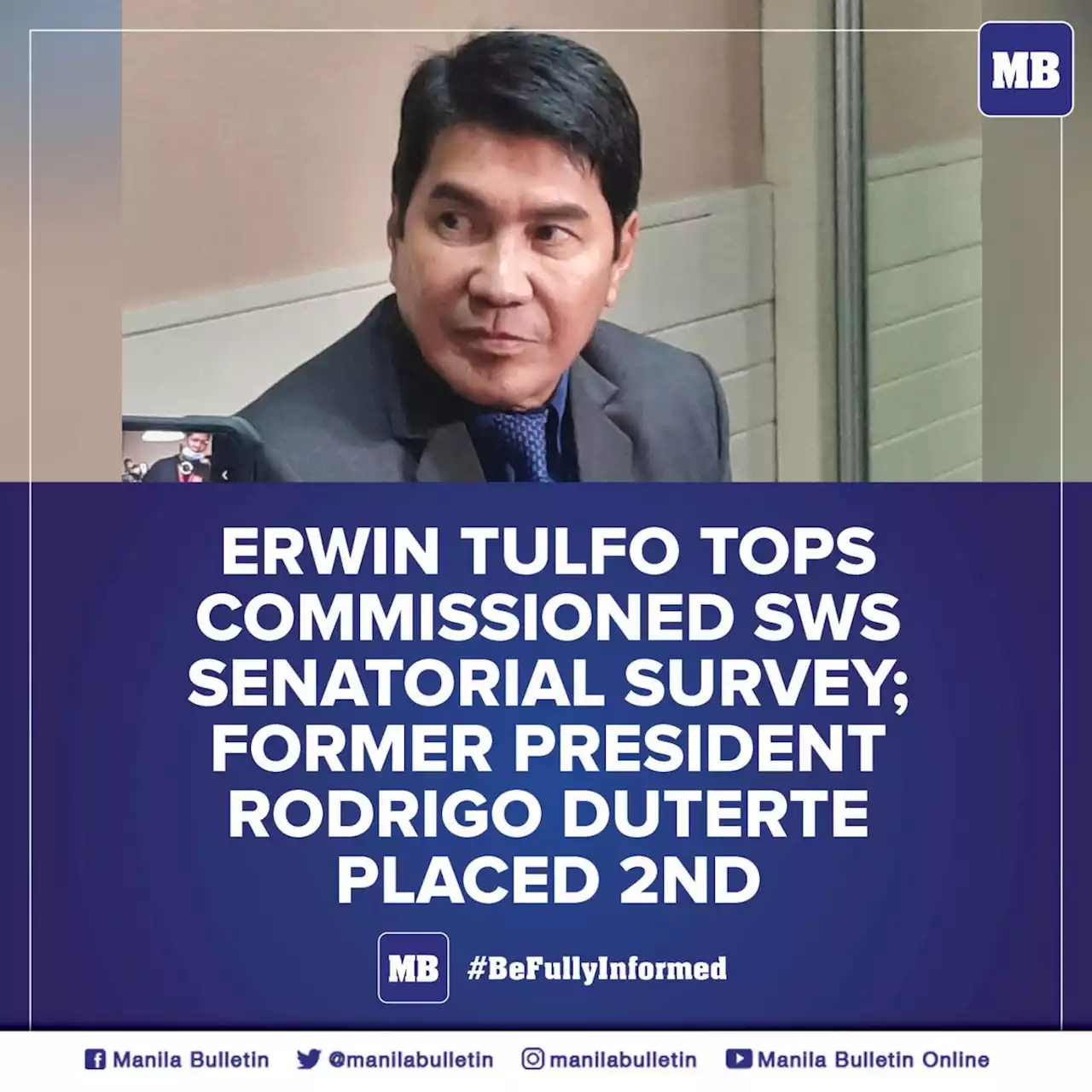 Erwin Tulfo tops commissioned SWS senatorial survey