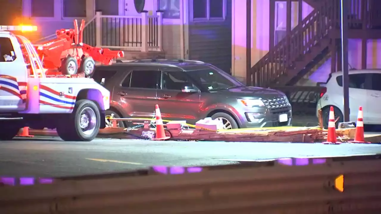 Car takes down utility pole in Revere; 2 women end up in hospital