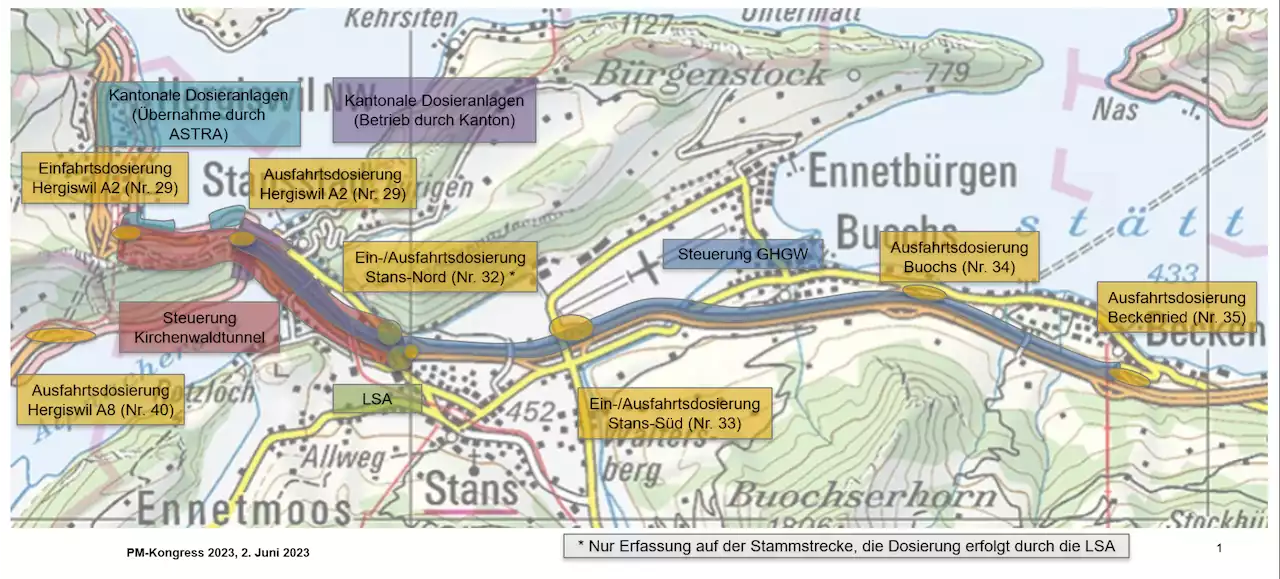 Nidwalden: Ab 2024 Dosierungsanlagen auf der A2 zwischen Hergiswil und Beckenried