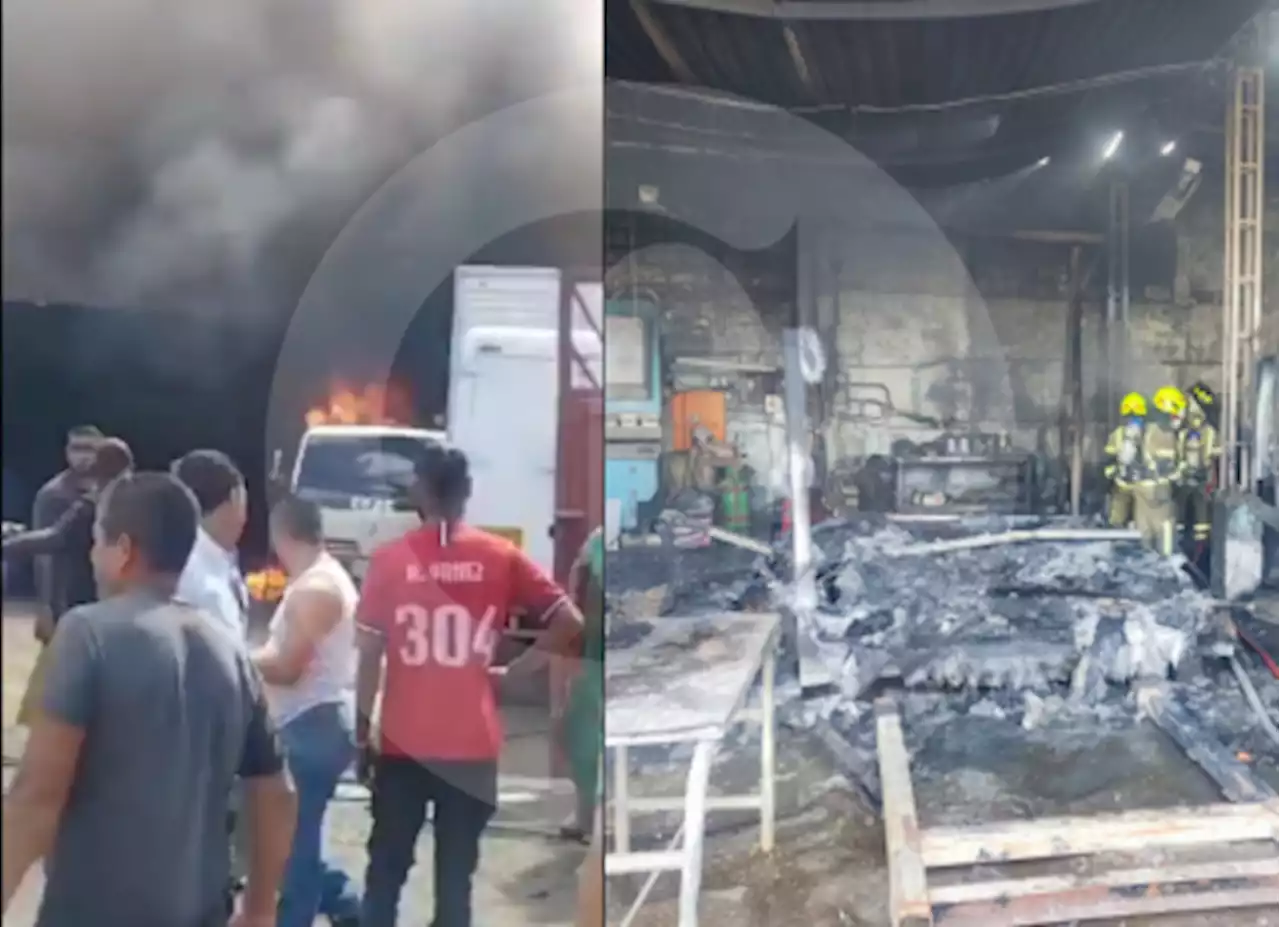 Incendio en taller de Medellín dejó calcinados dos carros que estaban para ser arreglados - Pulzo