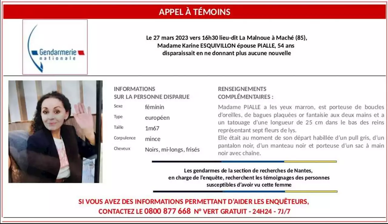 Disparition de Karine Esquivillon : son mari interpellé et placé en garde à vue