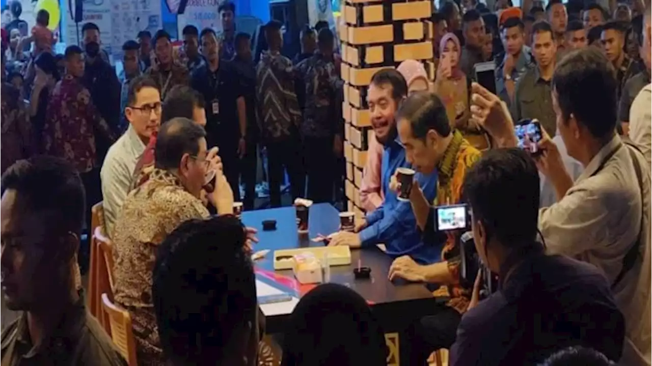 Jokowi Ngopi Bareng di Jakarta Fair 2023, Ada Sandiaga Uno, Panglima TNI hingga Ketua MK