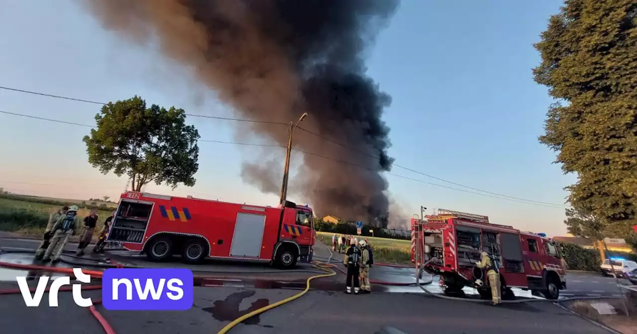 Zware loodsbrand in Grote-Spouwen in Limburg, rookpluim kilometers ver te zien