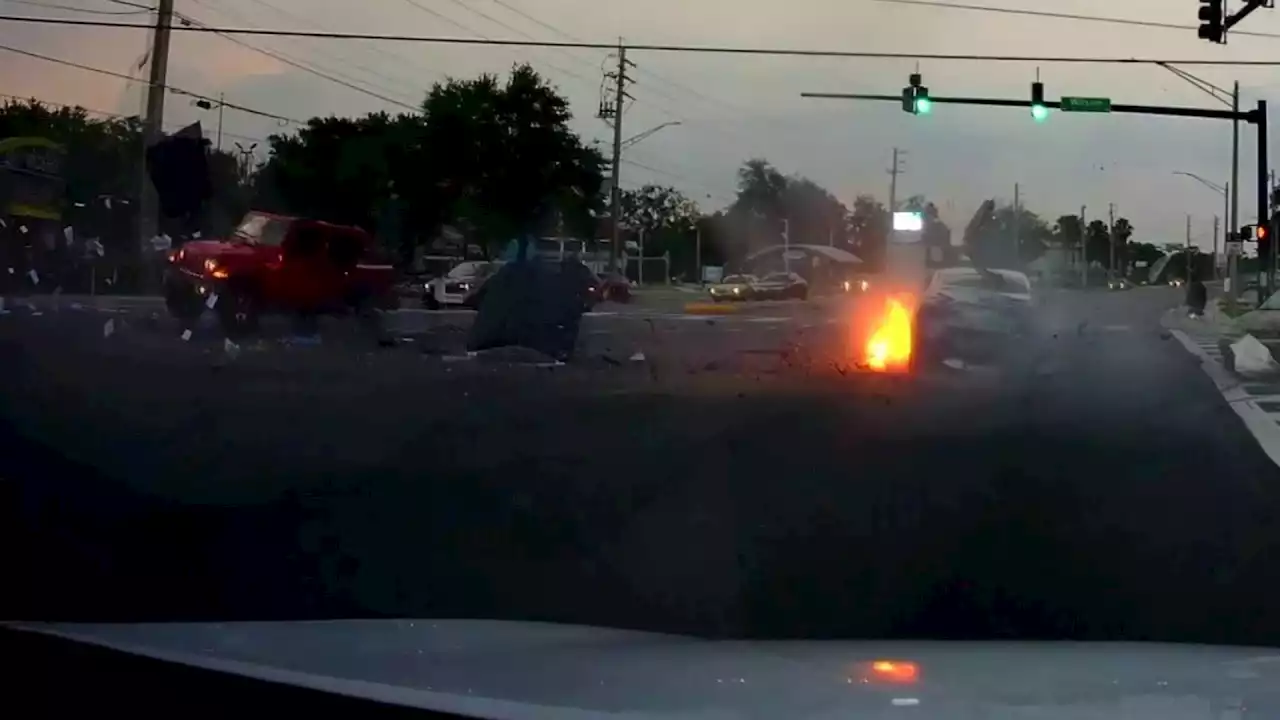 Car Violently Crashes Into Jeep And Toyota During Apparent Police Chase In Florida | Carscoops