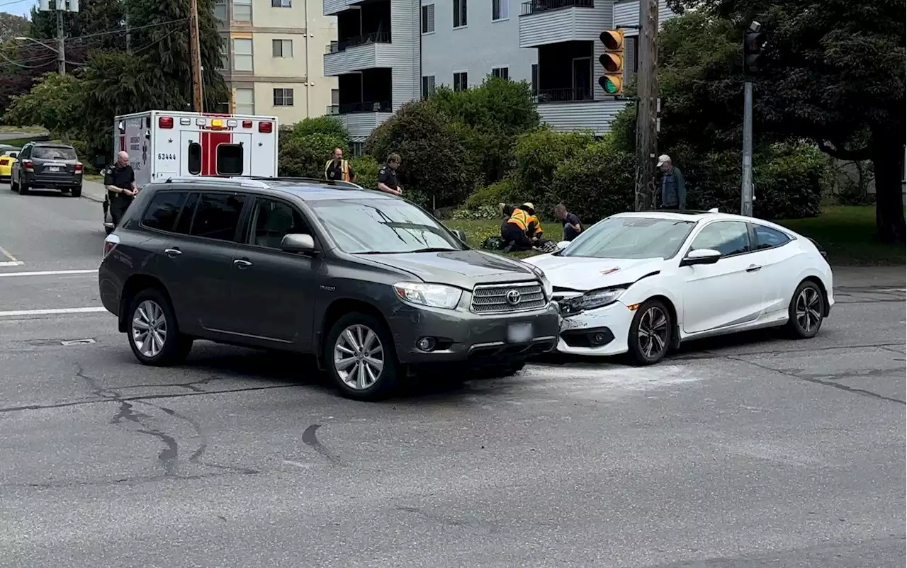 Driver injured in two-vehicle collision in Saanich: police