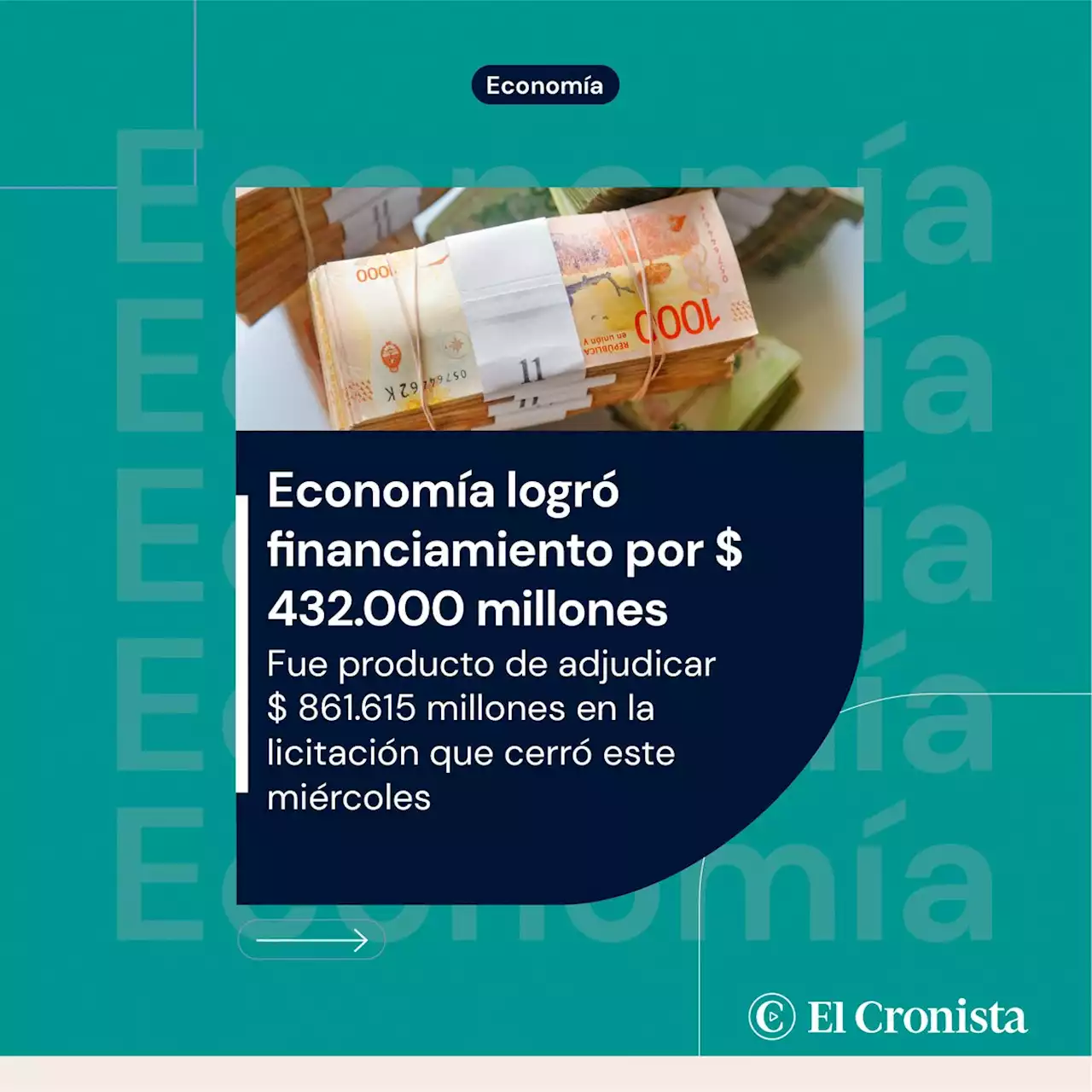 Tras captar m�s de $ 860.000 millones, Econom�a logr� financiamiento por $ 432.000 millones