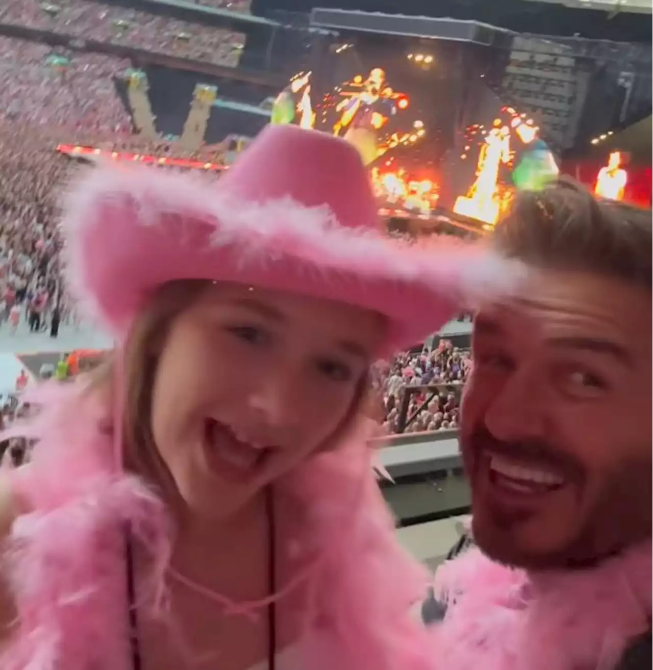 David And Harper Beckham Share Adorable Father-Daughter Moment At Harry Styles Gig