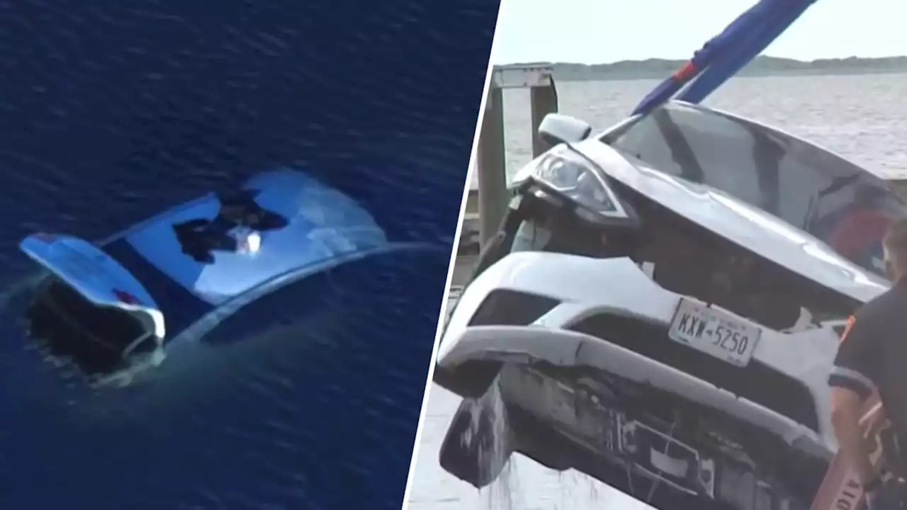 VIDEO: Long Island man rescued from submerged car after driving into bay