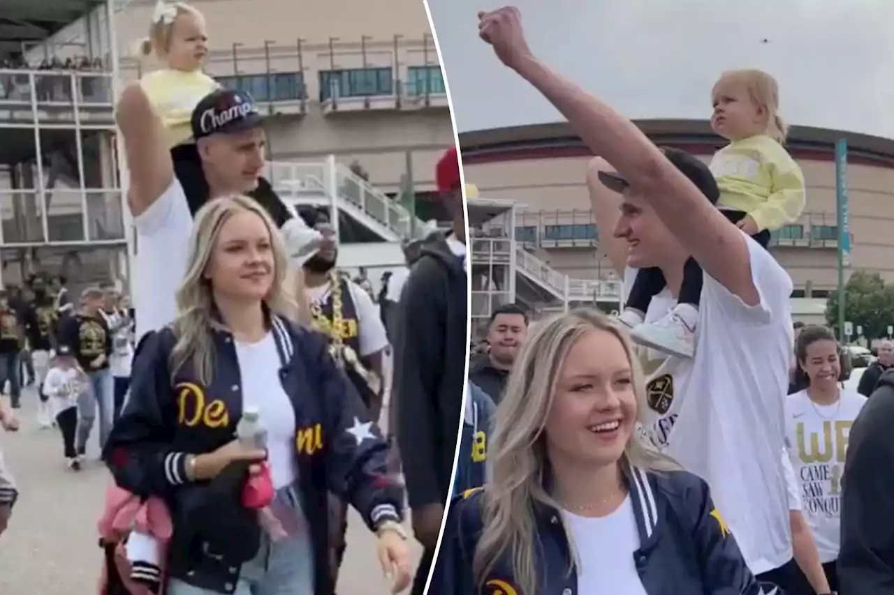 Nikola Jokic celebrates Nuggets’ championship at parade with wife and daughter