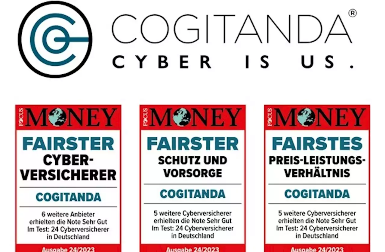 COGITANDA von Focus Money zu einem der fairsten Cyber-Versicherungsanbieter in Deutschland gekürt