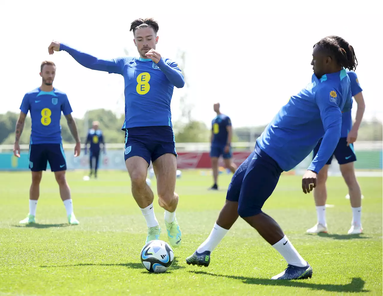 Jack Grealish 'looks shattered' but still takes part in England training session