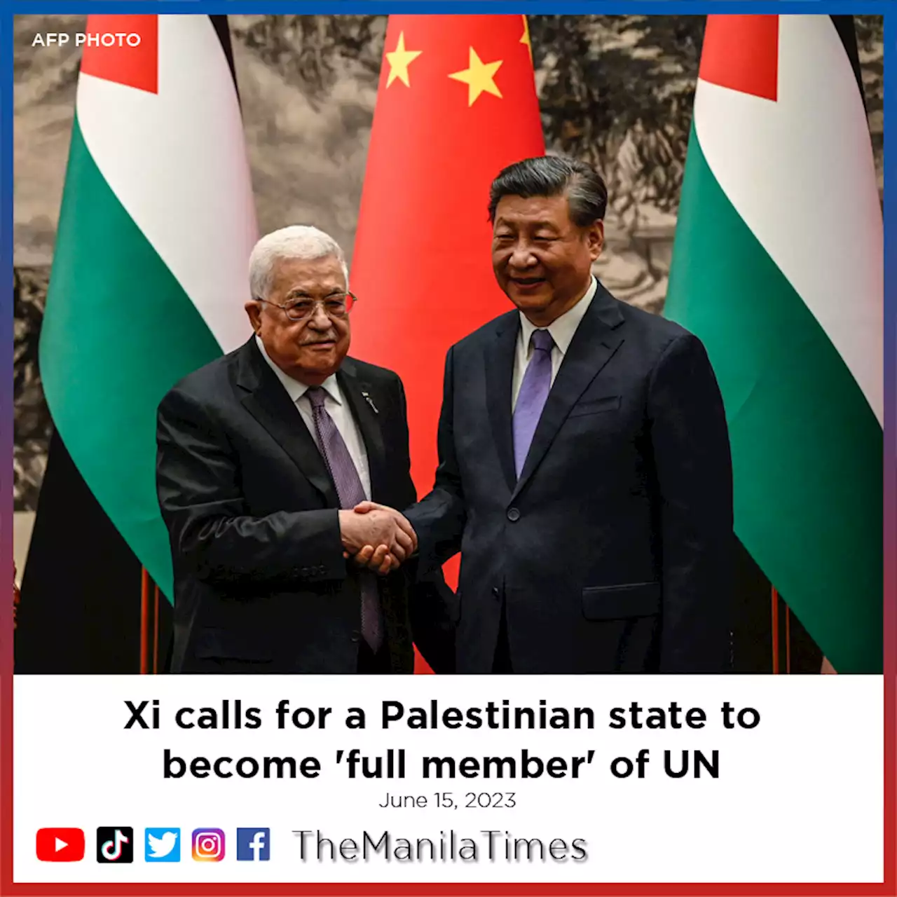 Xi calls for a Palestinian state to become 'full member' of UN