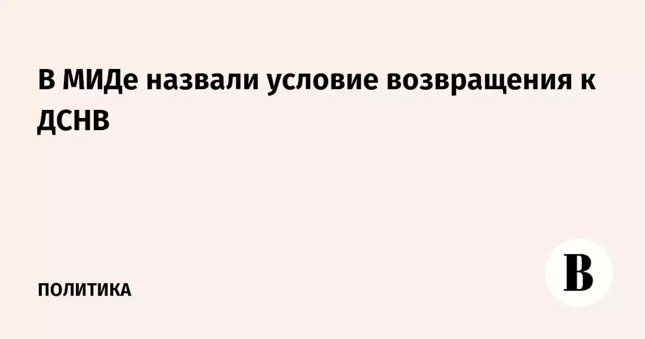 В МИДе назвали условие возвращения к ДСНВ