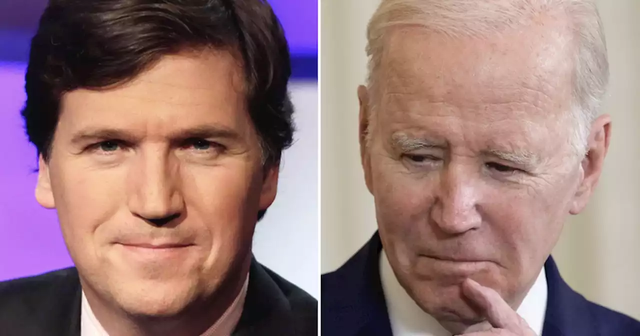 Tucker Carlson slams ‘hysteria’ over Fox News’s Biden ’wannabe dictator’ chyron