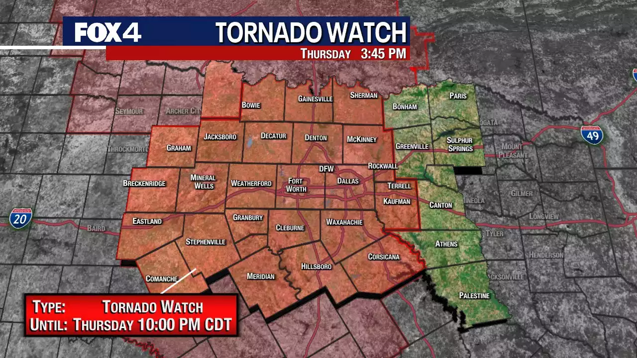 Tornado Watch issued for North Texas Thursday