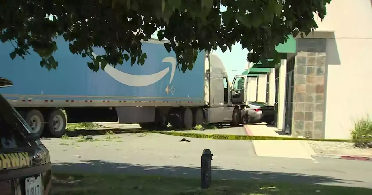 CHP: Shots fired at Amazon big rig on I-5 in Lathrop prior to crash