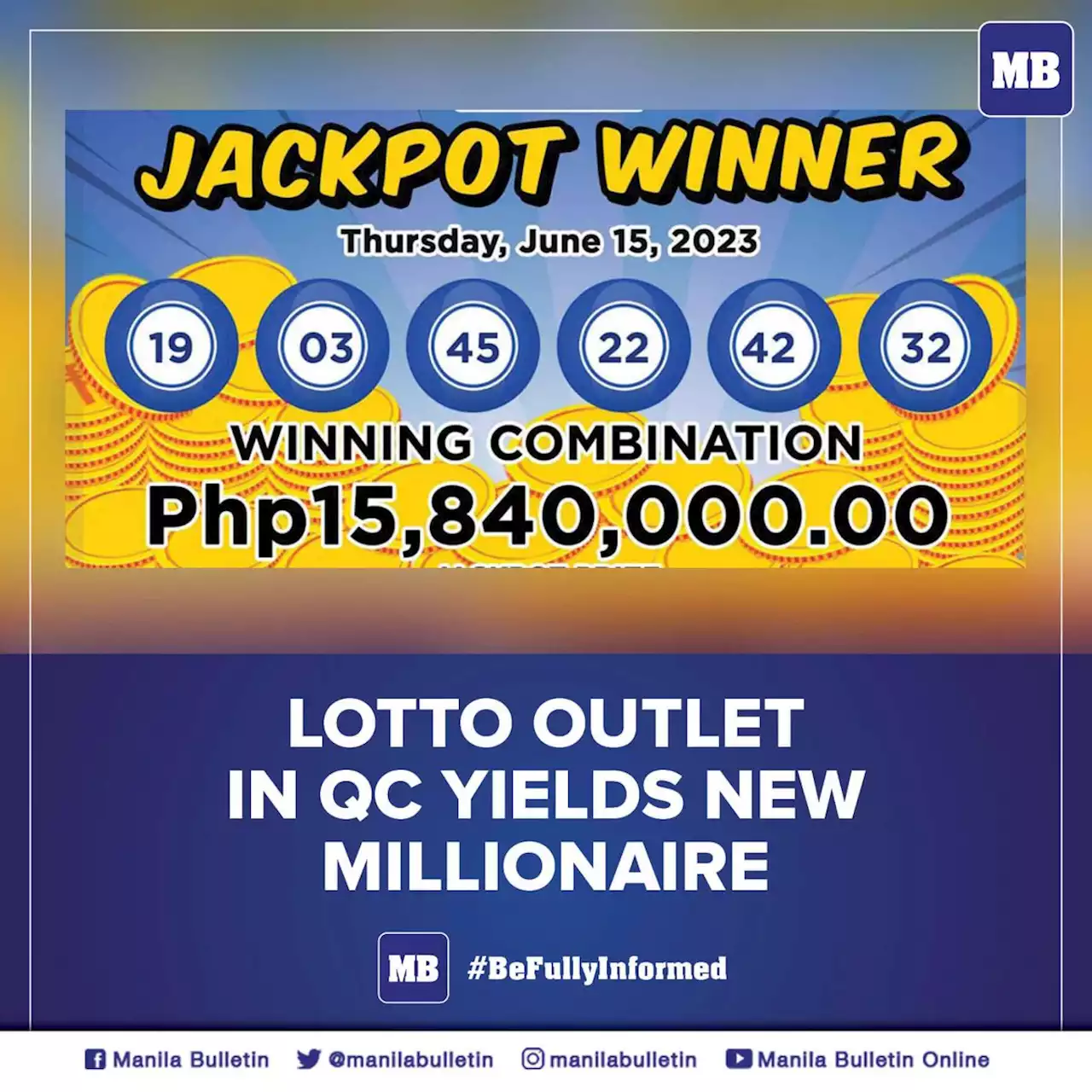 Lotto outlet in QC yields new millionaire