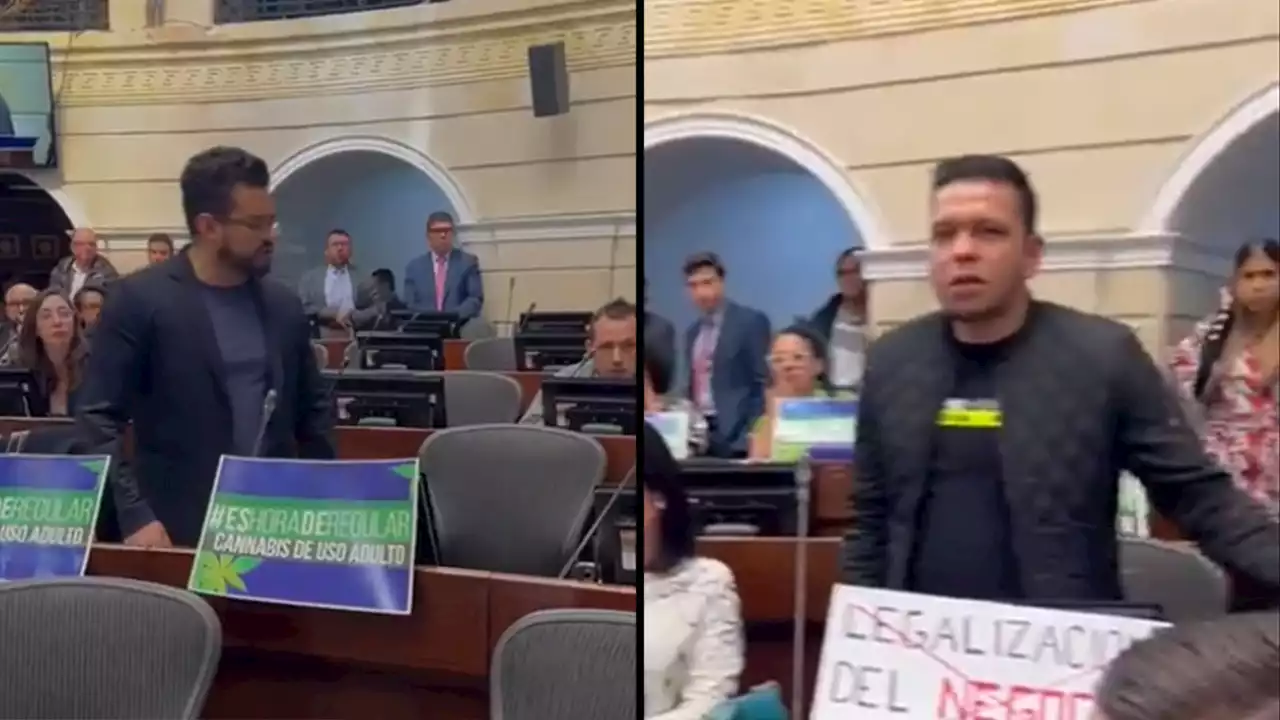 VIDEO. 'Jota Pe' Hernández e Inti Asprilla 'sacaron el diablo que llevan por dentro' en pleno debate de la regulación de la marihuana