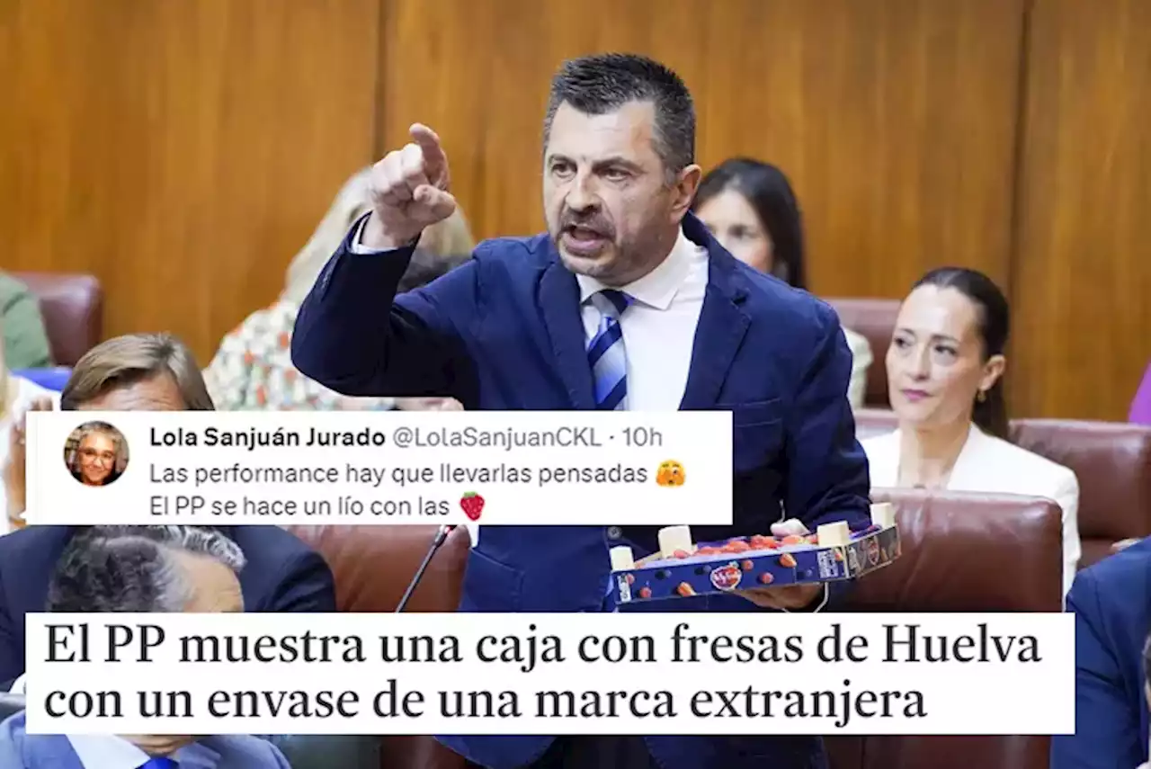 El PP defiende los regadíos ilegales de Huelva mostrando fresas de marca francesa: 'Son vagos e ignorantes'