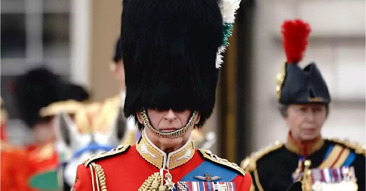 King Charles III rides on horseback in first official birthday parade