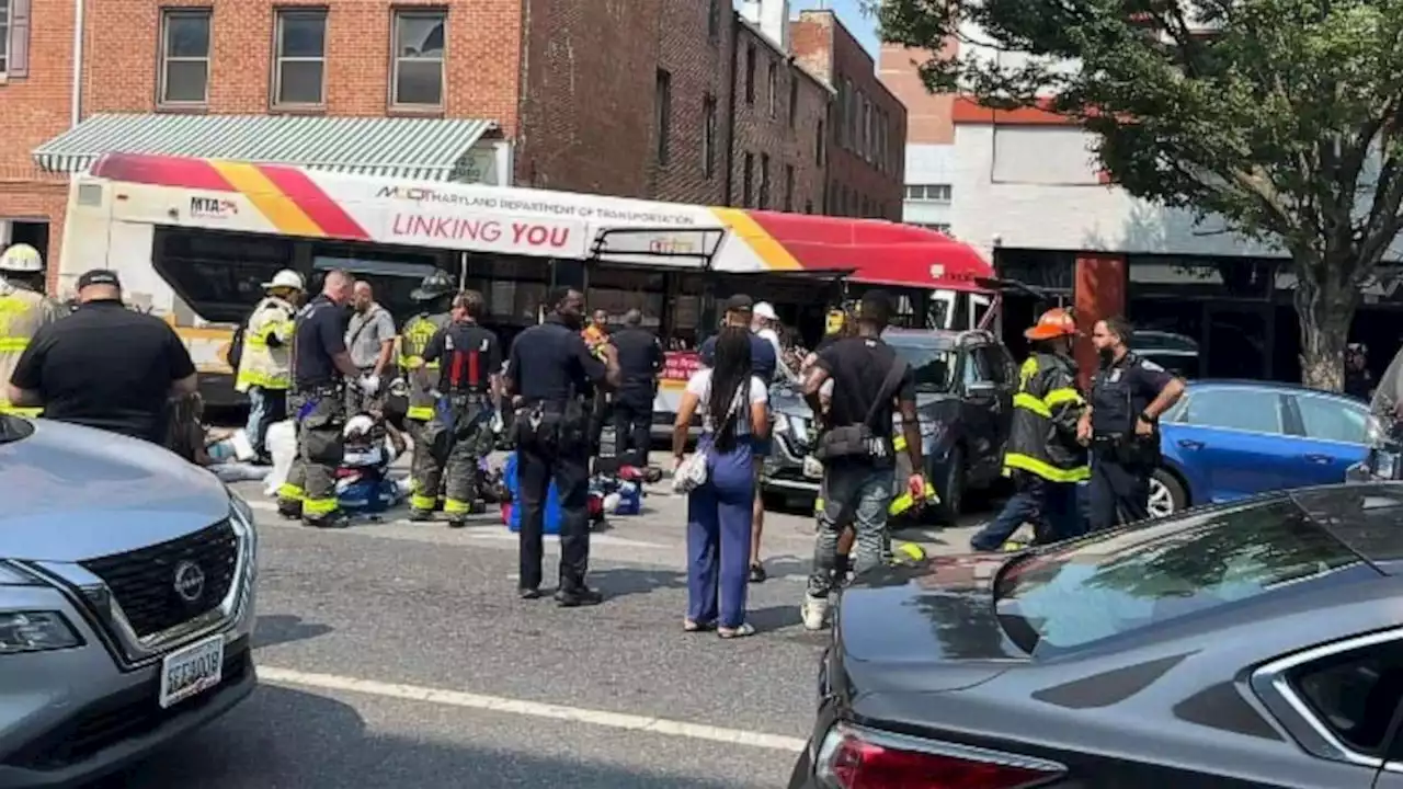 More than dozen people injured in crash involving Baltimore bus, 2 vehicles: Police