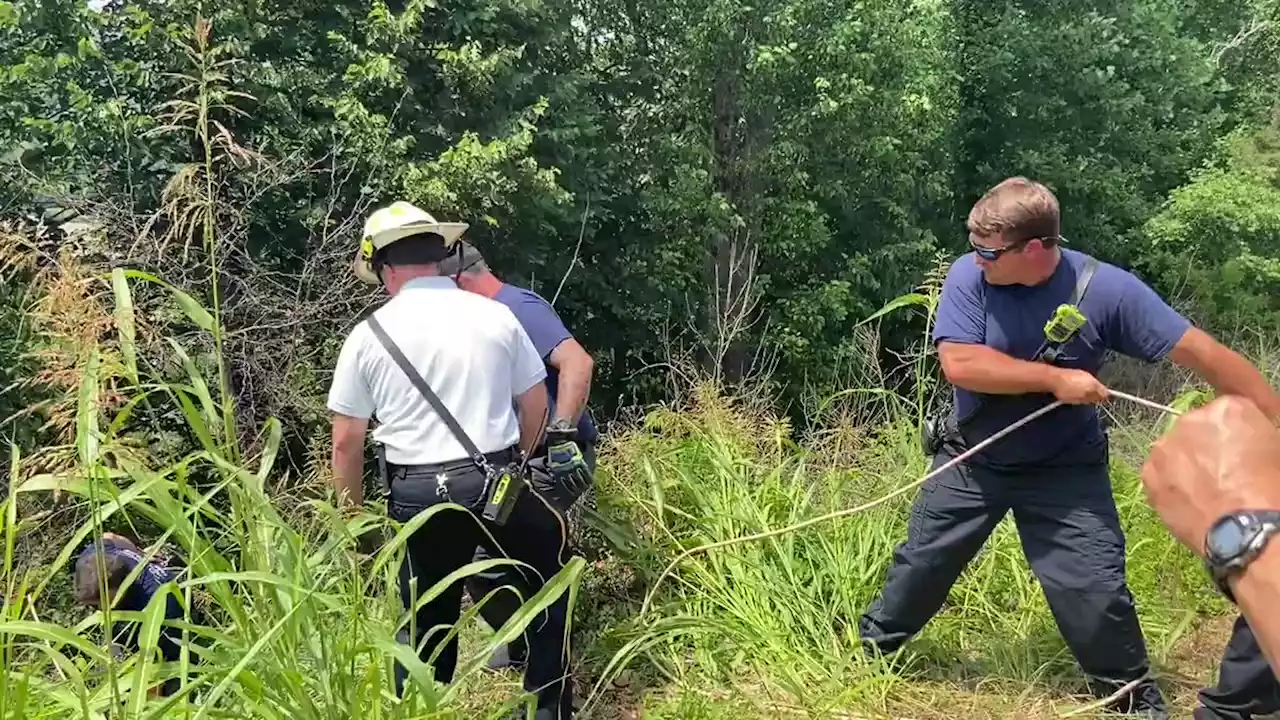 Watch Birmingham, Hoover firefighters rescue woman who drove off cliff in Bluff Park