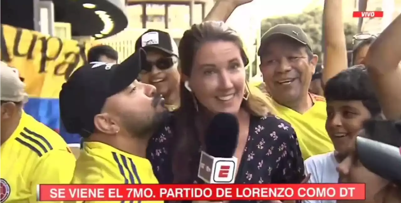 Hincha colombiano acosó a periodista española durante transmisión de tv