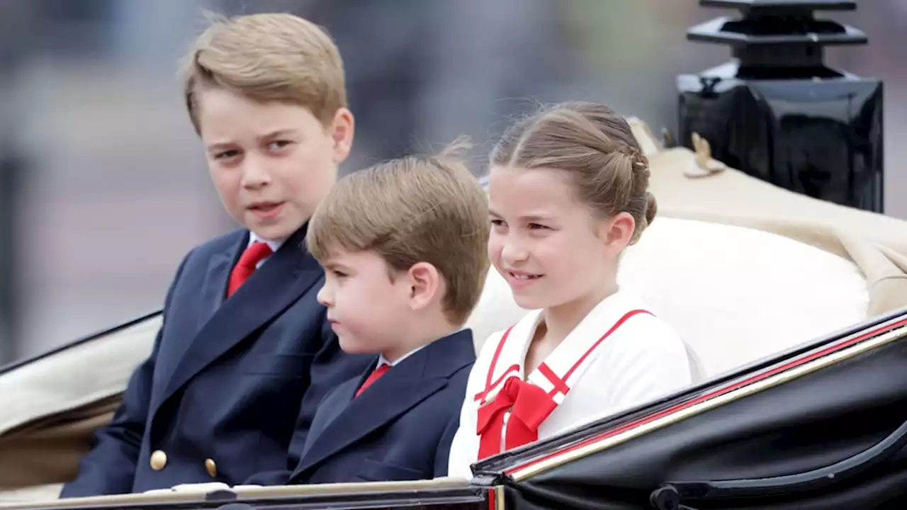 Watch Prince George and Princess Charlotte bow during King Charles' birthday parade