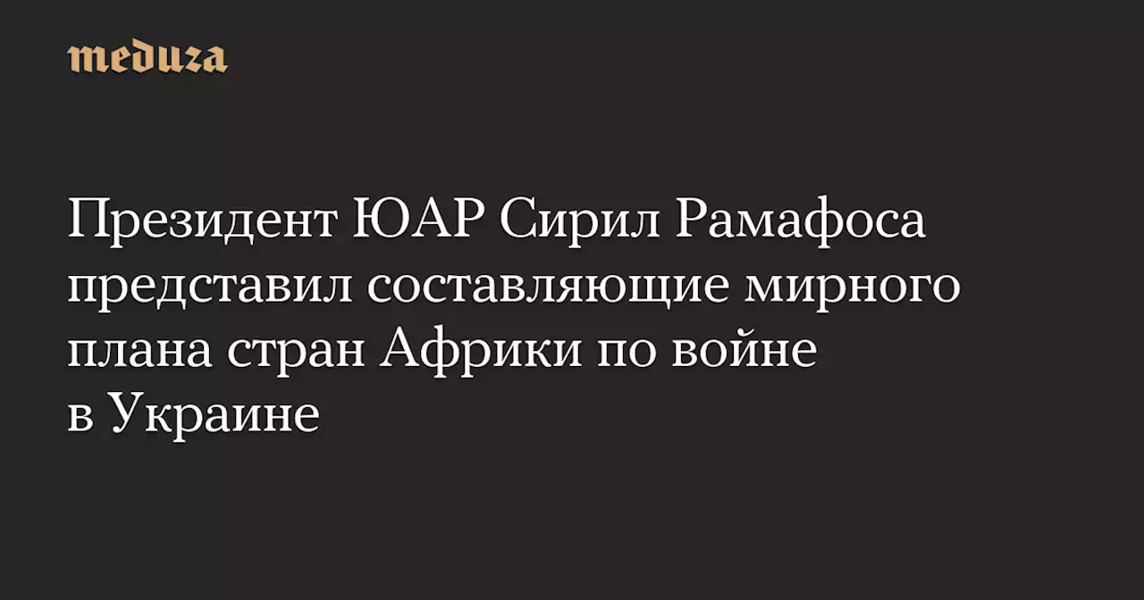 Президент ЮАР Сирил Рамафоса представил составляющие мирного плана стран Африки по войне в Украине — Meduza