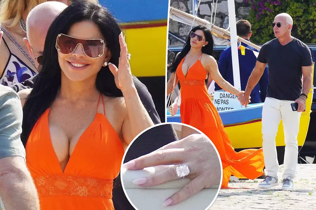 Lauren Sánchez flaunts massive engagement ring on European getaway with Jeff Bezos