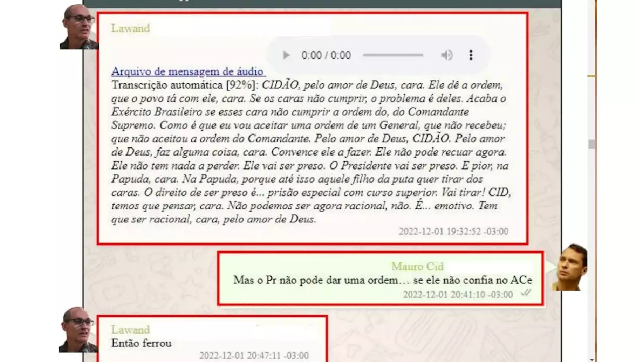 Veja mensagens com plano de golpe que PF encontrou no celular de Mauro Cid