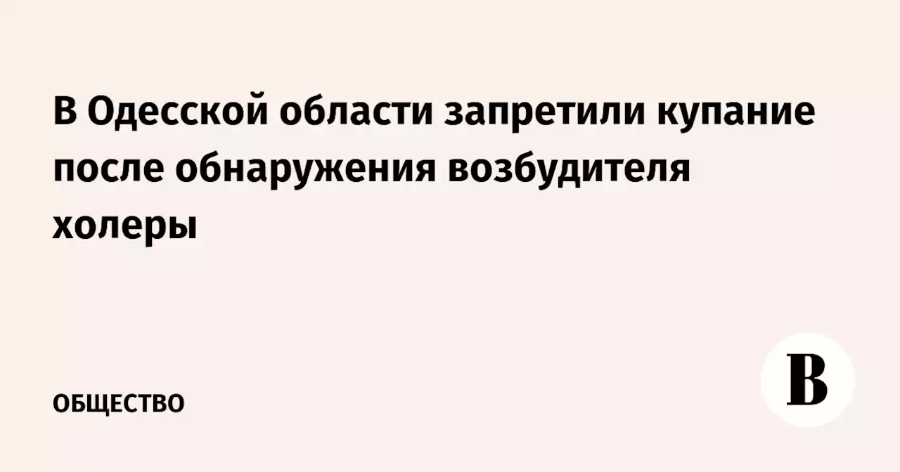 В Одесской области запретили купание после обнаружения возбудителя холеры