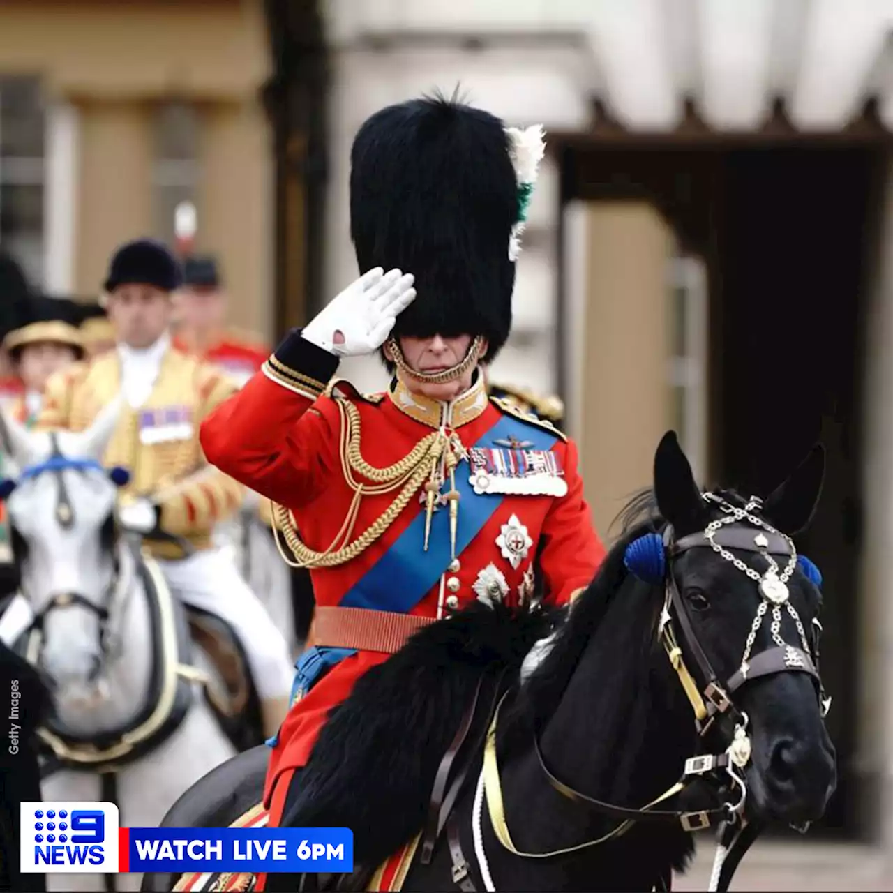 King Charles III rides on horseback in first official birthday parade