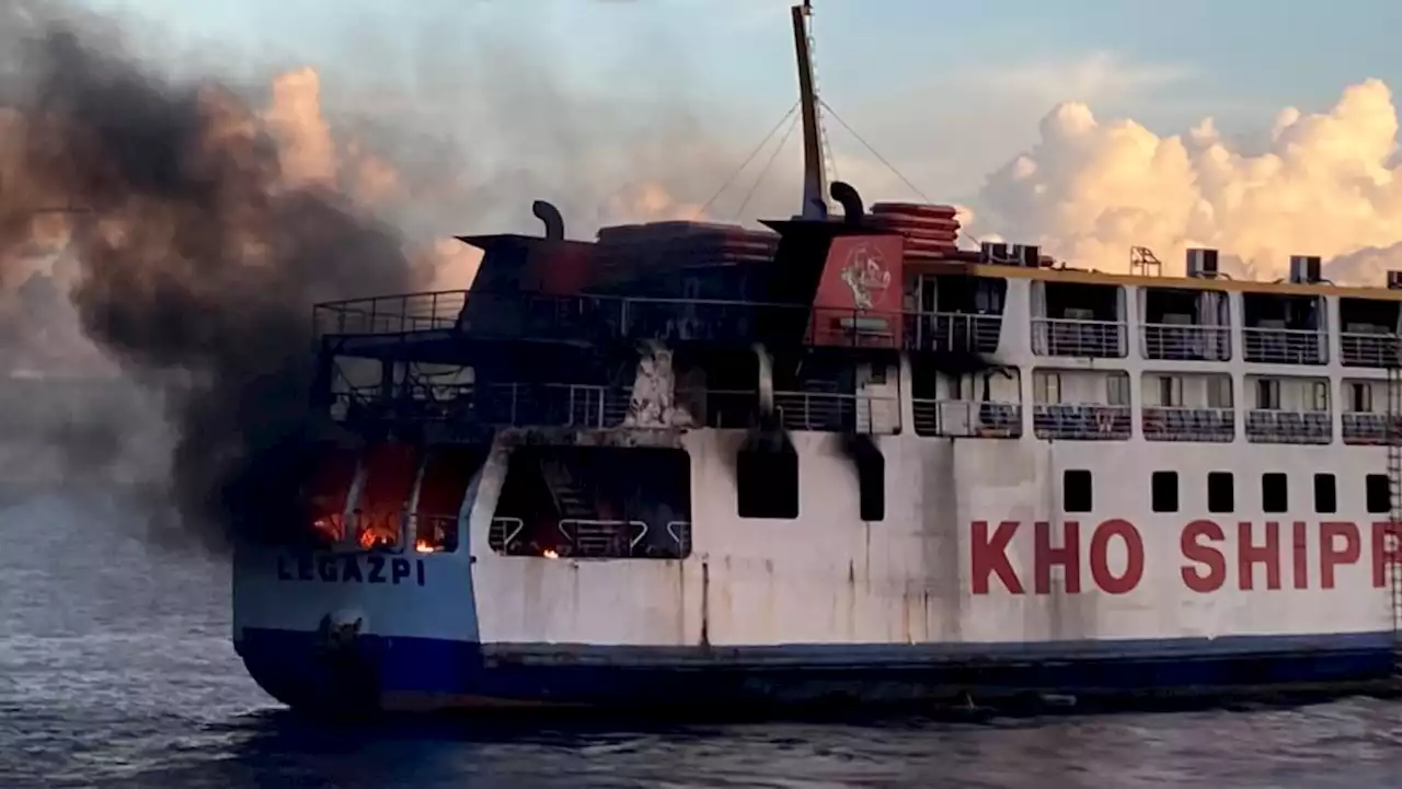 Philippine ferry with up to 65 people onboard catches fire at sea, rescue underway